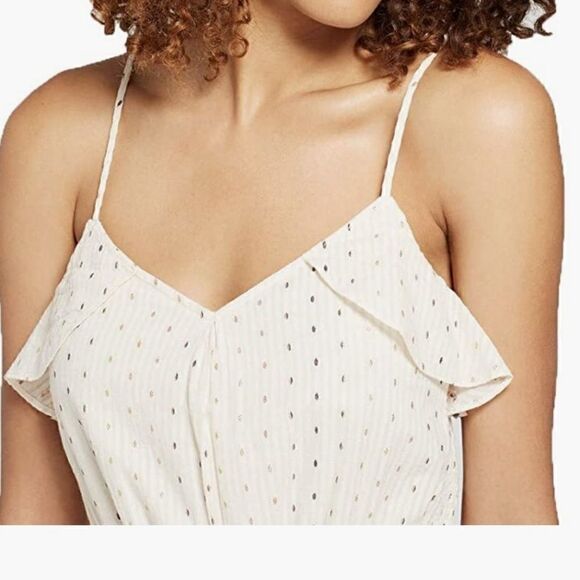 A NEW DAY WOMEN'S POLKA DOT SMOCKED METALLIC SLEVELESS DRESS SIZE XS - Picture 4 of 11